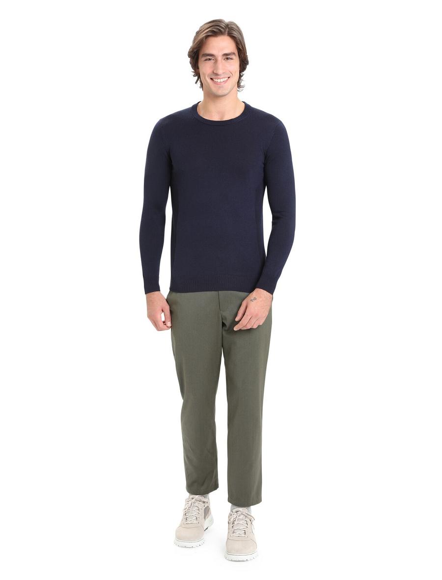 Midnight Navy Men's Icebreaker Merino Shearer Crewe Sweaters | USA 1214BEXC